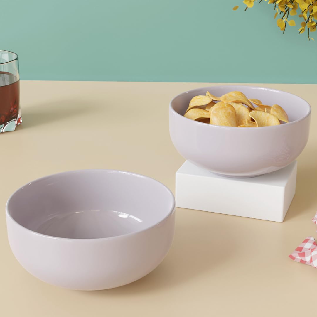 The Earth Store Solid Mustard Color 500ML Ceramic Bowl Dishwasher & Microwave Safe Bowl Mixing Bowl for Snacks, Pasta, Rice, Dal, Fruits, Salad, Noodles, Maggi and More Serving Bowl