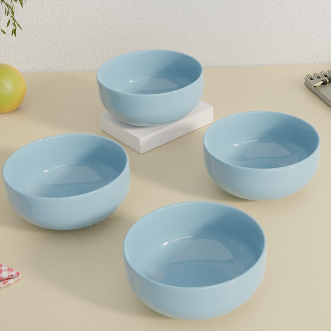 The Earth Store Solid Mustard Color 500ML Ceramic Bowl Dishwasher & Microwave Safe Bowl Mixing Bowl for Snacks, Pasta, Rice, Dal, Fruits, Salad, Noodles, Maggi and More Serving Bowl
