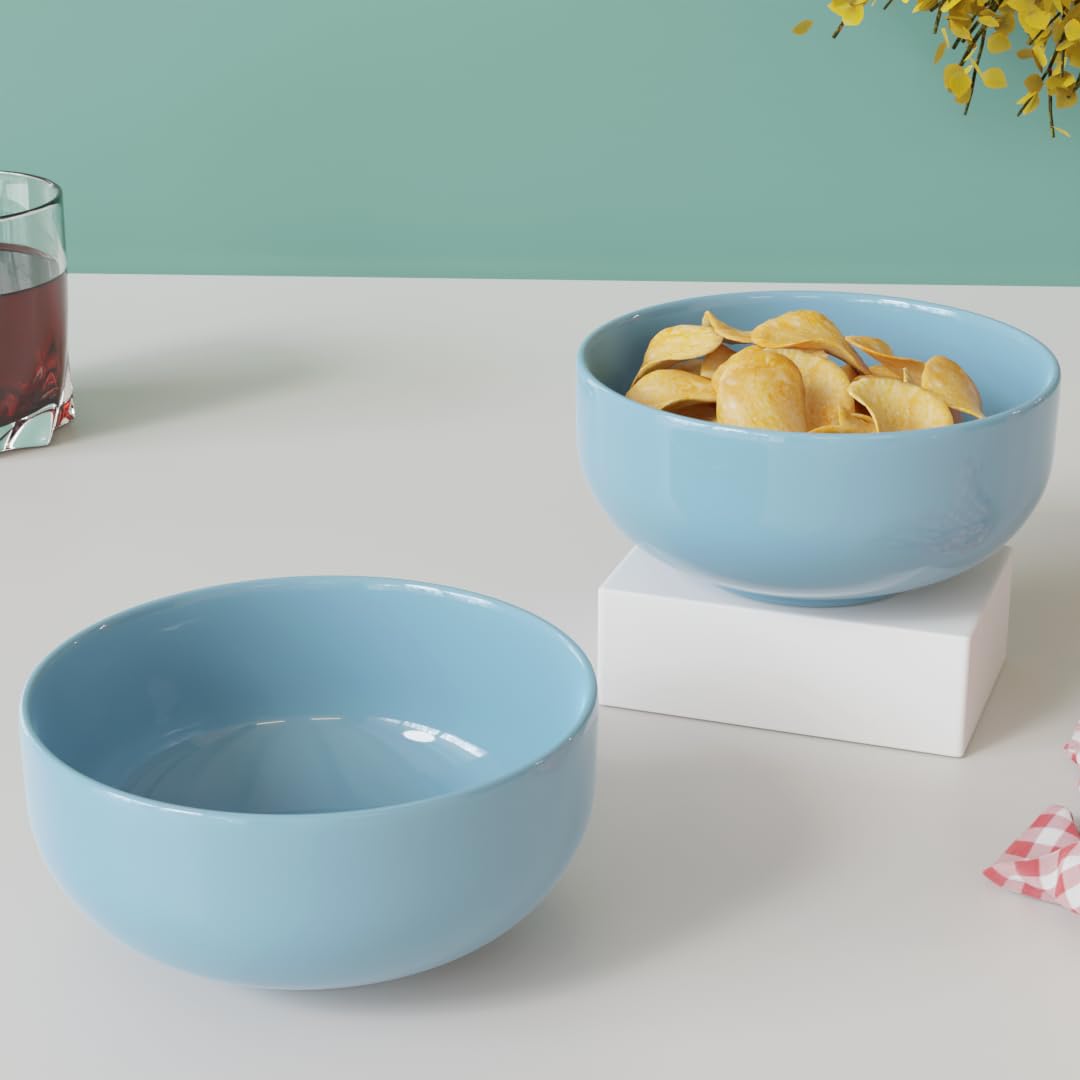 The Earth Store Solid Mustard Color 500ML Ceramic Bowl Dishwasher & Microwave Safe Bowl Mixing Bowl for Snacks, Pasta, Rice, Dal, Fruits, Salad, Noodles, Maggi and More Serving Bowl