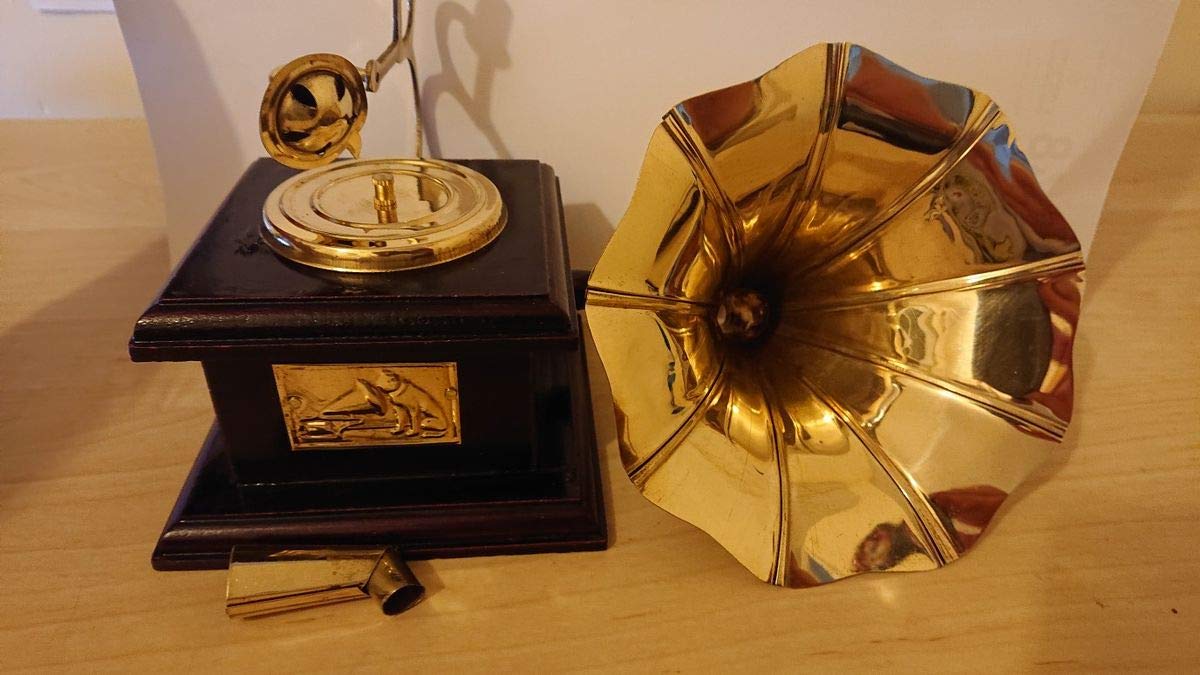 JaipurCrafts Premium Sparkle Square Gramophone Showpiece - 23 cm (Brass, Brown, Gold) (Black, Gold) (Black, Gold)
