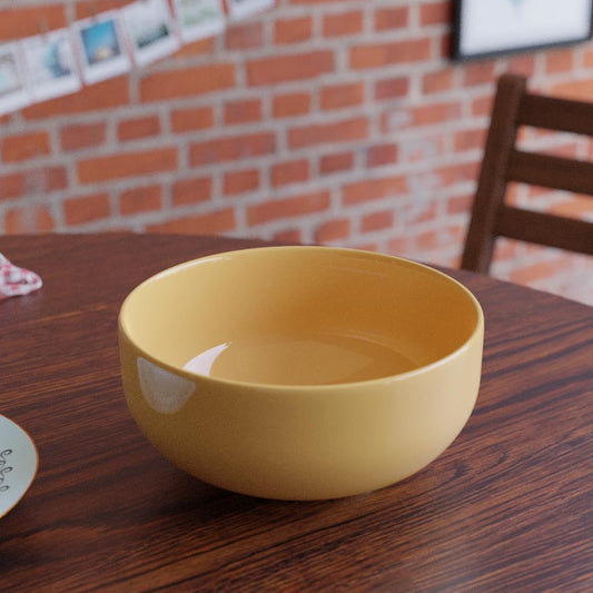 The Earth Store Solid Mustard Color 500ML Ceramic Bowl Dishwasher & Microwave Safe Bowl Mixing Bowl for Snacks, Pasta, Rice, Dal, Fruits, Salad, Noodles, Maggi and More Serving Bowl